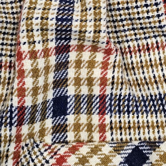Vintage 70s 2T 3T Plaid Pinafore Dress Long Maxi Button Up Tan Navy Red‎ Gold - Picture 6 of 10